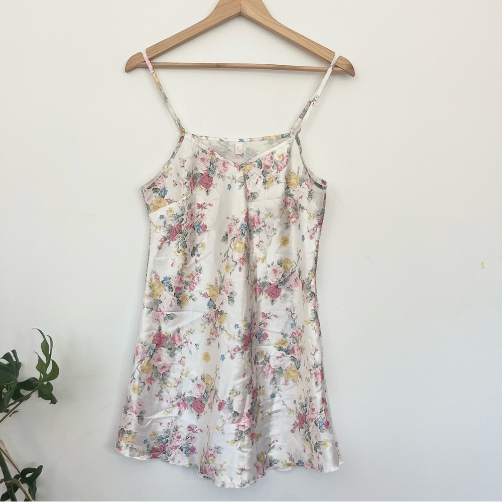 Avid Love Floral Spaghetti Strap Slip Nightie Nightgown Pajamas Intimates Sz SM